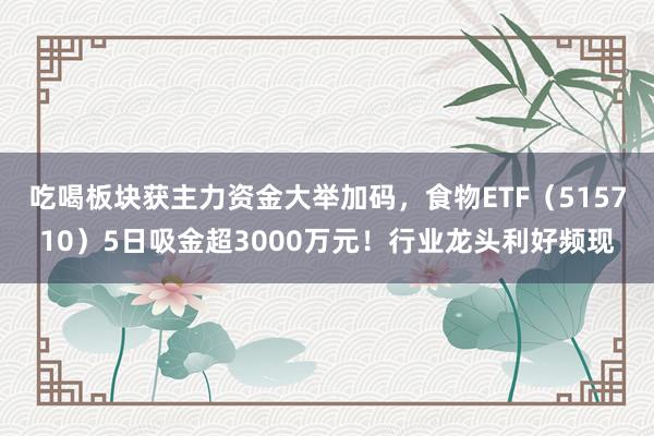 吃喝板块获主力资金大举加码，食物ETF（515710）5日吸金超3000万元！行业龙头利好频现