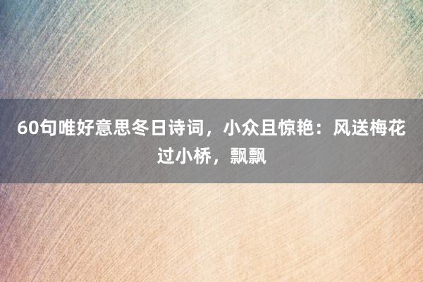 60句唯好意思冬日诗词，小众且惊艳：风送梅花过小桥，飘飘